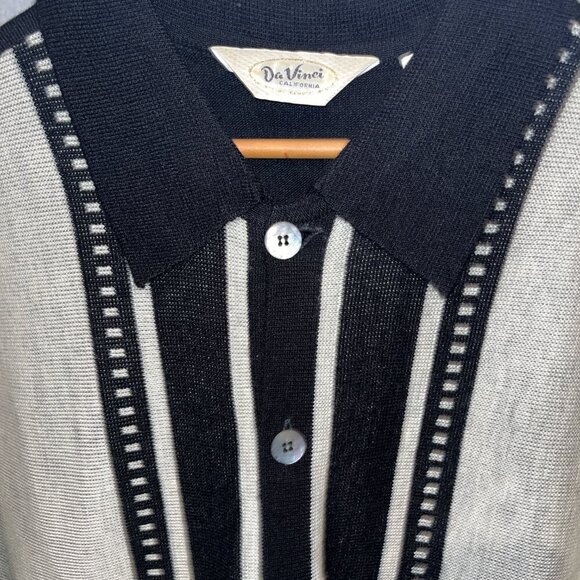 Vintage 60's DA VINCI CALIFORNIA Knit Button Down Disco Rockabilly Style Shirt M - Picture 3 of 11